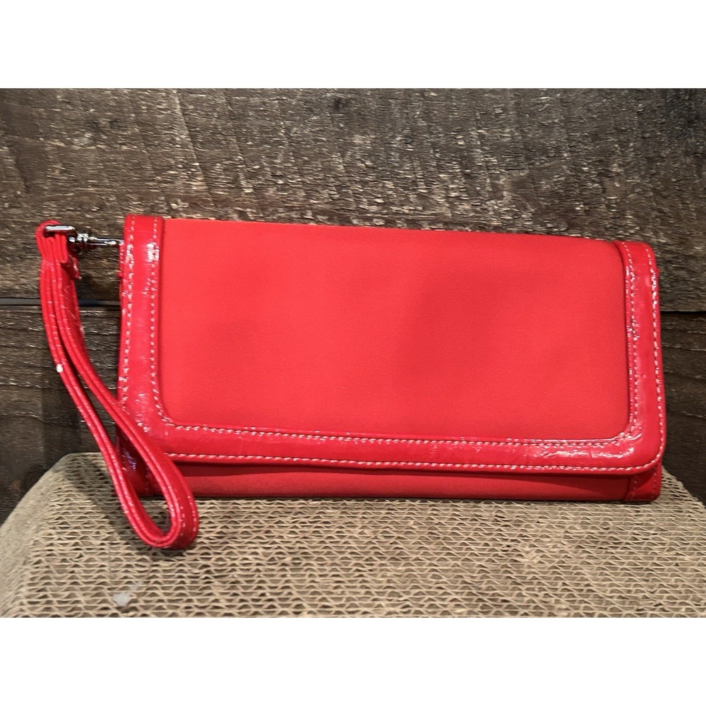 Talbots Red Leather‎ Mini Clutch Wristlet Purse